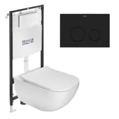 Stelaże i zestawy podtynkowe do WC - VITALLE A89310473106 PALO zestaw WC podtynkowy: stelaż, miska, deska, przycisk czarny mat - miniaturka - grafika 1