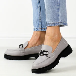 Szare skórzane mokasyny damskie Vinceza 616 - Mokasyny damskie - miniaturka - grafika 1