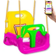 Place zabaw - HUŚTAWKA DLA DZIECI KUBEŁKOWA OGRODOWA PLASTIKOWA 3W1 MOCNA MODUŁOWA DOMOWA NA LINACH PREZENT + EBOOK - miniaturka - grafika 1