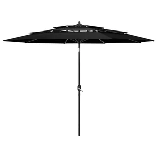 vidaXL 3-poziomowy parasol na aluminiowym słupku, czarny, 3 m 313874 - Parasole ogrodowe - miniaturka - grafika 9