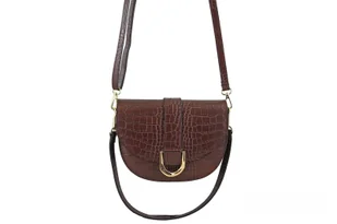 Listonoszka damska croco - Brązowa - Torebki damskie - miniaturka - grafika 8