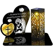 Lampiony i znicze - ZNICZ SOLARNY LED WIECZNY PODSTAWKA NA CMENTARZ GRÓB lampka Serce 3D - miniaturka - grafika 1