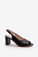 Sandały damskie - Sandały Eleganckie Damskie Obcas Słupek Czarne Trasea 24SD98-6985 - Zazoo - miniaturka - grafika 1