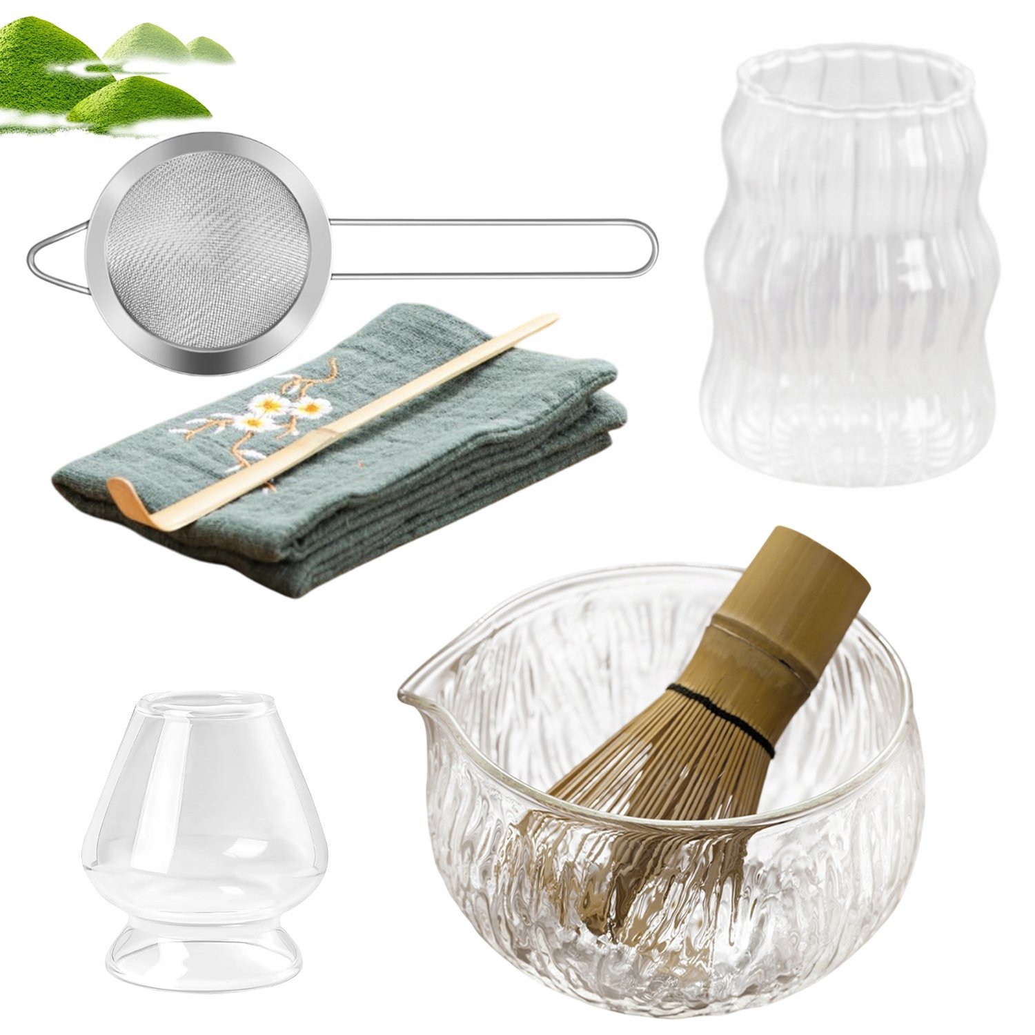 Zestaw Prezentowy Do Herbaty Matcha Z Bambusa I Szkło Premium