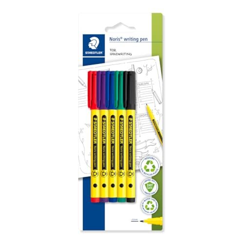 STAEDTLER 307-S BK5 Noris długopis do pisania odręcznego, różne kolory, 5 sztuk