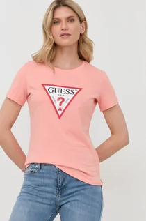 Koszulki i topy damskie - Guess t-shirt damski kolor pomarańczowy - grafika 1