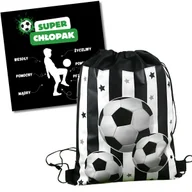 Plecaki szkolne i tornistry - WOREK PLECAK PIŁKA NOŻNA PREZENT NA DZIEŃ CHŁOPAKA CZARNO-BIAŁY [WOREK2] - miniaturka - grafika 1