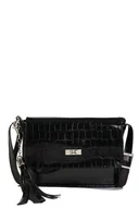 Torebki damskie - Mała czarna listonoszka z ekoskóry - miniaturka - grafika 1