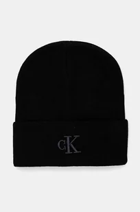 Calvin Klein Jeans czapka z domieszką wełny kolor czarny  K50K512461 - Czapki męskie - miniaturka - grafika 1