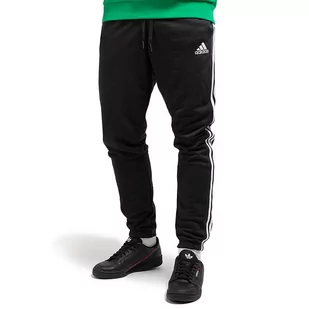 Spodnie dresowe adidas Essentials French Terry Tapered 3-Stripes GK8829 - czarne - Adidas - Spodnie sportowe męskie - miniaturka - grafika 1