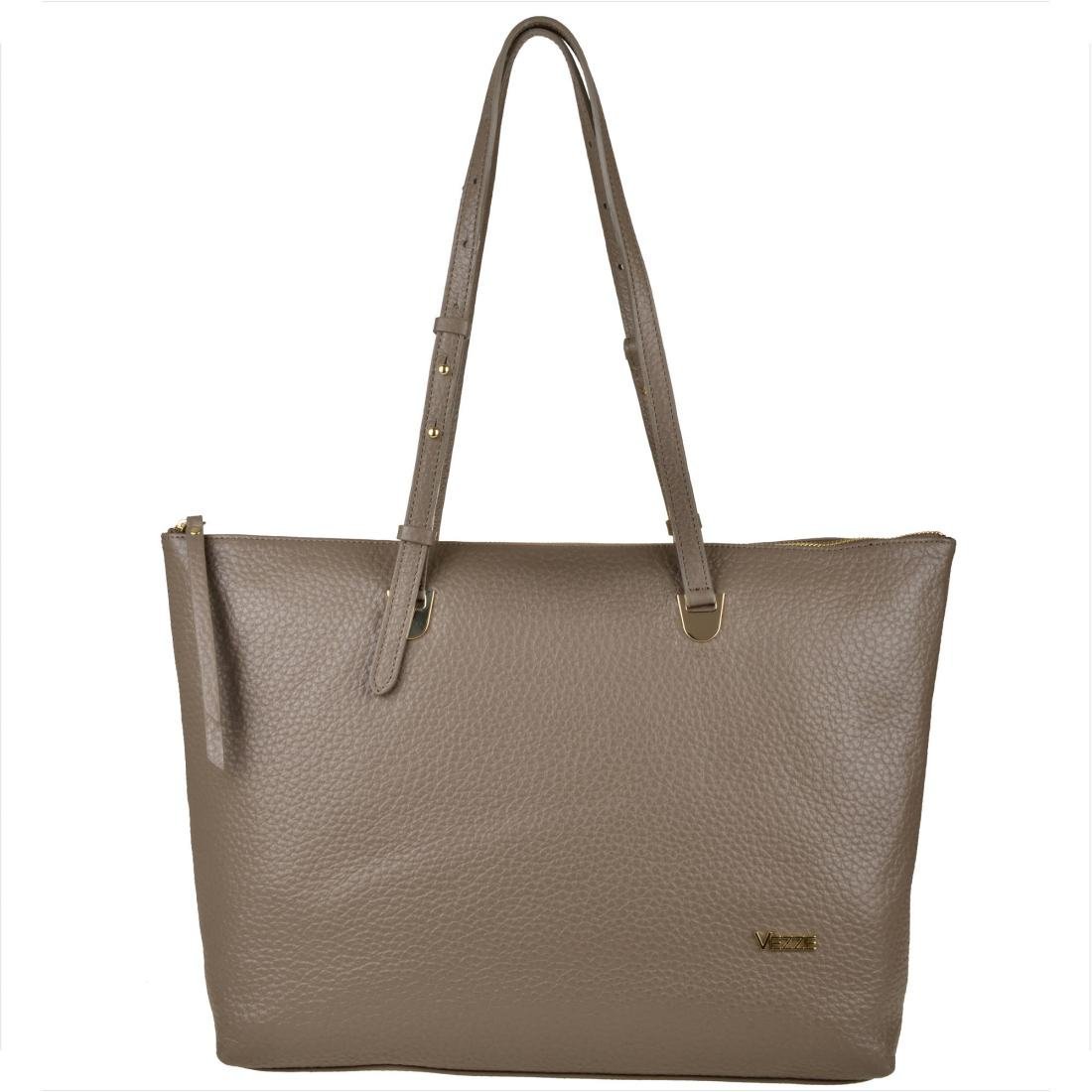 Torebka shopper skóra naturalna brąz taupe VEZZE