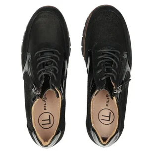 Skórzane sneakersy dmskie Filippo DP4912/23 BK czarny - Sneakersy damskie - miniaturka - grafika 6