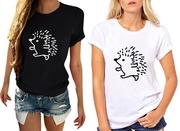 Koszulki i topy damskie - Wygodna koszulka damska typu T-shirt z nadrukiem jeżyka - miniaturka - grafika 1