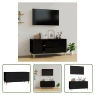 Szafki RTV - The Living Store szafka pod telewizor czarna 102x44,5x50 cm materiał drewnopochodny - miniaturka - grafika 1