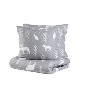 Pościel - HOMLA Komplet pościeli RENO szary z nadrukiem 160x200 cm - miniaturka - grafika 1