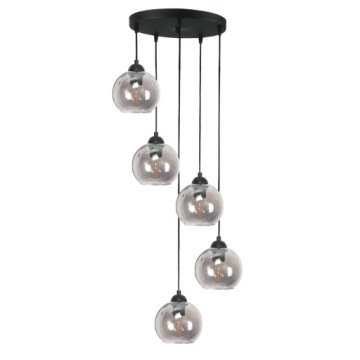 Lampa Wisząca Sufitowa Zwis Kaskada Do Salonu Loft Grafit Klosz Led 5xE27