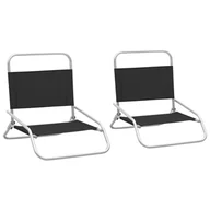 Fotele i krzesła ogrodowe - vidaXL Składane krzesła plażowe, 2 szt., czarne, obite tkaniną! 310366 - miniaturka - grafika 1