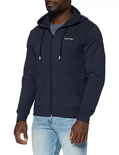 Calvin Klein Męska bluza z kapturem z logo na piersi zapinana na zamek błyskawiczny, Calvin Navy, M - Bluzy męskie - miniaturka - grafika 1