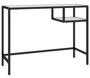 Nowoczesne szklane biurko z półką 100 cm biały marmur Aviles 3X - Biurka - miniaturka - grafika 1