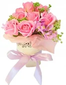 Sztuczne kwiaty - BUKIET KWIATY MYDLANE pachnące na prezent upominek urodziny imieniny róże - miniaturka - grafika 1