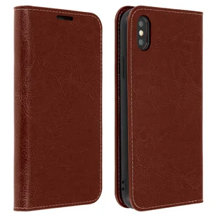 Etui Folio z prawdziwej skóry iPhone XS Max z miejscem na karty, stojak na wideo, brązowe - Etui i futerały do telefonów - miniaturka - grafika 1
