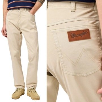 Wrangler Texas Slim Pelican lekko dopasowane spodnie materiałowe W38 L32