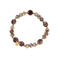 Bransoletki - Bransoletka z Turmalinem bordowy i kamieniem życia - Wersja Pozłacana - miniaturka - grafika 1