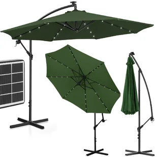 Uniprodo Parasol ogrodowy wiszący - 300 cm - zielony - LED UNI_UMBRELLA_R300GRL UNI_UMBRELLA_R300GRL - Parasole ogrodowe - miniaturka - grafika 1