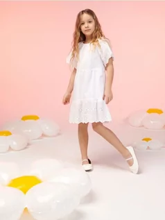 Sukienki i spódniczki dla dziewczynek - Sinsay - Sukienka babydoll - biały - grafika 1