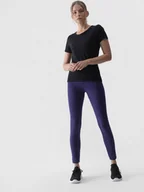 Legginsy - Damskie legginsy dzianinowe 4F 4FWMM00TTIGF195 - granatowe - miniaturka - grafika 1