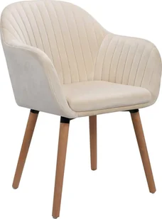 Bukkitbow - aksamitne krzesło do jadalni - z solidnymi drewnianymi nogami - ergonomiczna konstrukcja - wysokość siedziska: 44 cm - kremowy/biały - Krzesła - miniaturka - grafika 1