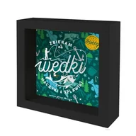 Skarbonki - SKARBONKA WĘDKARZA ZBIERAM NA WĘDKI CZARNA 18x18cm - miniaturka - grafika 1