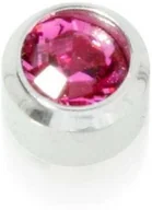 Piercing - Kolczyki - studex plus - cyrkon różowy w oprawie pełnej srebrne(r) - miniaturka - grafika 1