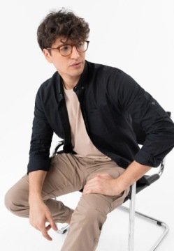 Męska Koszula Lniana Z Wiskozą Czarna Volcano K-vinces L