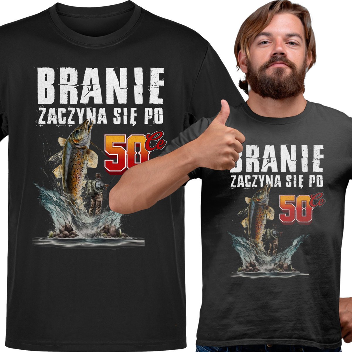 Koszulka męska Dla Wędkarza Branie Zaczyna Się Po 50-Ce Urodziny XXL