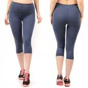 Legginsy - Legginsy damskie 3/4 krótkie Polskie bawełniane Getry Jeans XL - miniaturka - grafika 1