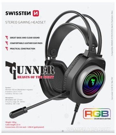 Swissten Gunner RGB Spēļu Austiņas