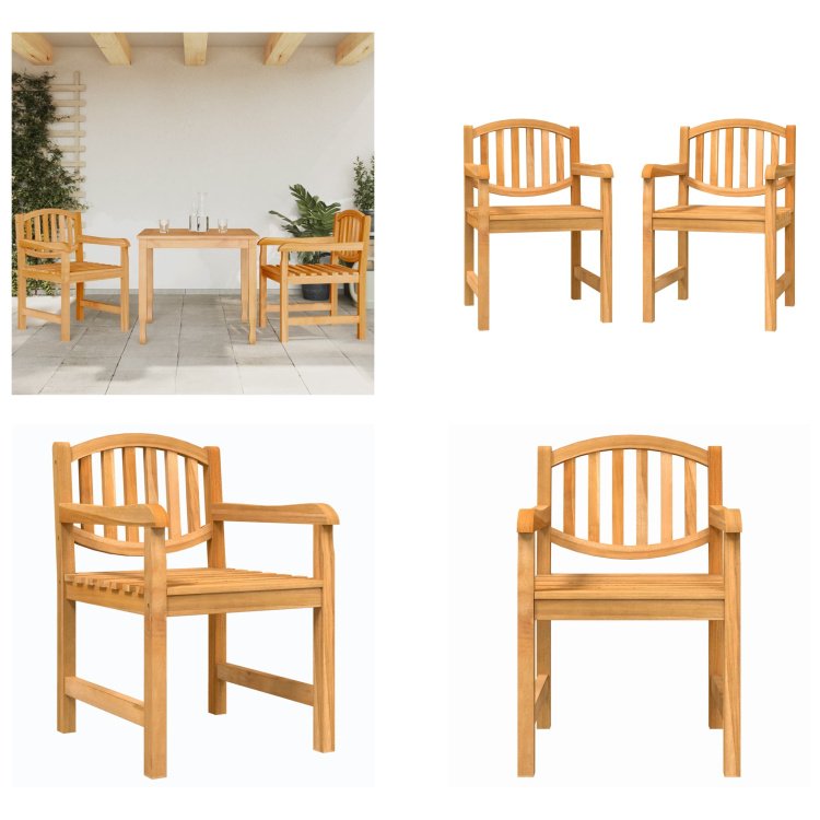 vidaXL Krzesła ogrodowe 2 szt. 58x59x88 cm lite drewno tekowe - krzesło ogrodowe - krzesła ogrodowe - krzesło zewnętrzne - krzesło tarasowe