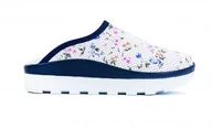 Odzież medyczna - Obuwie zawodowe CARINE LUX SABO rozm. 40 Trepy medyczne, chodaki perforacja NT 054 biała podeszwa kolorowe kwiaty - miniaturka - grafika 1