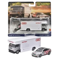 Samochody i pojazdy dla dzieci - Hot Wheels Premium Car Culture Transport Zestaw 2 Pojazdów Autka Samochodziki Audi S4 Quattro & Fleet Flyer #77 - miniaturka - grafika 1