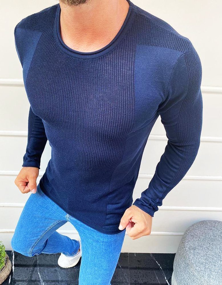 Sweter męski wkładany przez głowę granatowy WX1586-XL