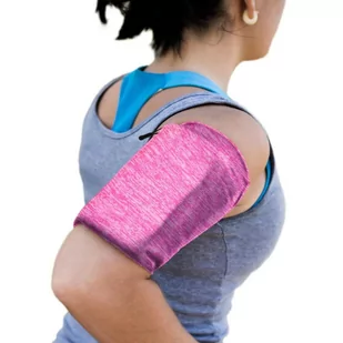 Elastyczny materiałowy armband opaska na ramię do biegania fitness L różowa - Etui i futerały do telefonów - miniaturka - grafika 1