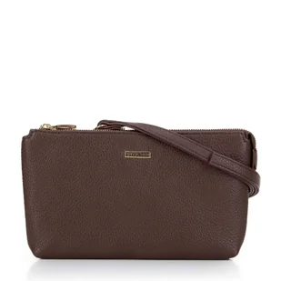 Crossbody z ekoskóry dwukomorowa brązowa - Torebki damskie - miniaturka - grafika 1