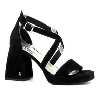 Sandały damskie - Czarne zamszowe sandały CARINII - Carinii - miniaturka - grafika 1