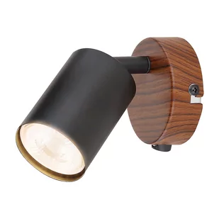 Rabalux Edmund 5295 kinkiet lampa ścienna 1x25W GU10 czarny/drewniany - Lampy ścienne - miniaturka - grafika 1