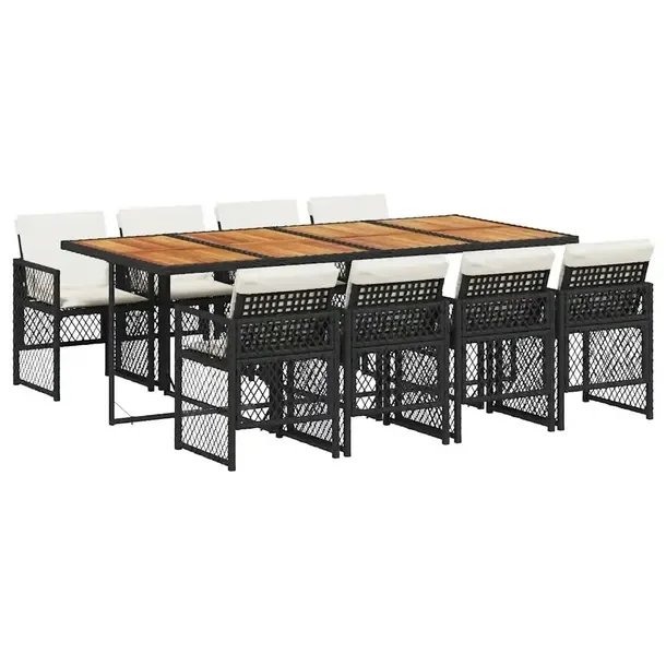 Zestaw mebli ogrodowych z czarnego rattanu PE, 220 x 106 x 73 cm