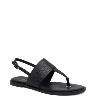 Sandały damskie - Calvin Klein Skórzane sandały ALMOND TP SANDAL - HF MONO - grafika 1