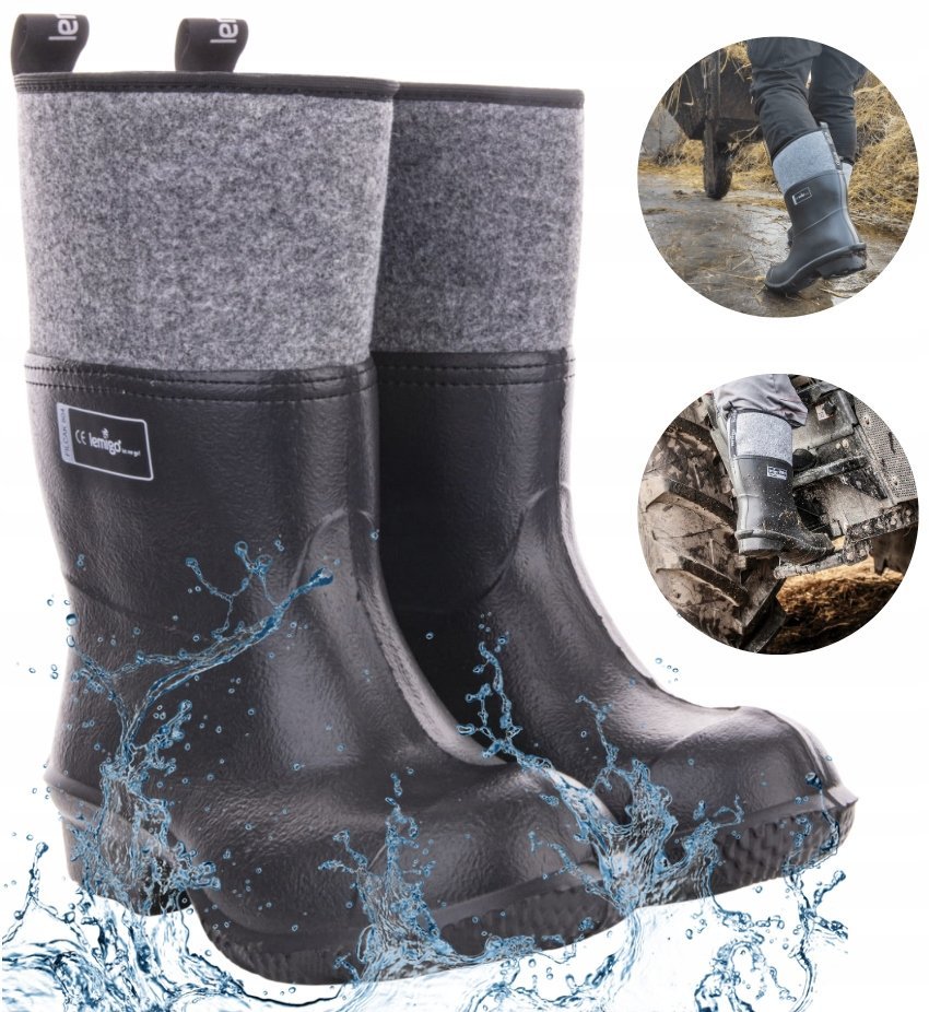 BARDZO LEKKIE KALOSZE PIANKOWE GUMIAKI GUMOWCE FILCAKI PIANKA EVA BHP 44