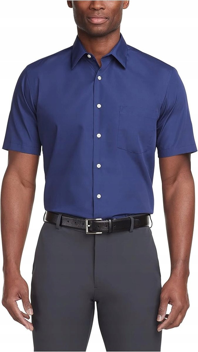 VAN HEUSEN KOSZULA ELEGANCKA NIEBIESKA Z KRÓTKIM RĘKAWEM S 6FA