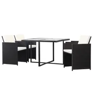 Meble ogrodowe - vidaXL 5 częściowe zestaw mebli ogrodowych z poduszkami rattan PE czarny 43898 43898 - miniaturka - grafika 1